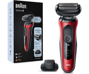 Braun Series 6 Rasoio Elettrico Uomo con Accessori Wet&Dry e Ricaricabile colore Rosso - 61-R1200S