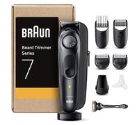 Braun Series 7 Regolabarba Uomo e Rasoio Elettrico Barba con Lama Barba Problade, 40 Lunghezze, Accessori da Barbiere, Base di Ricarica, Custodia, Bt7441 Nero Elettrico
