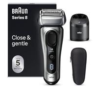 Braun Series 8, Rasoio Elettrico Barba, Regolabarba Uomo, Rifinitore Di Precisione, Custodia Viaggio, Stazione SmartCare, Batteria Litio Ion, 100% Impermeabile, Idea Regalo, 8567cc Argento