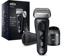 Braun Series 8, Regolabarba Uomo, Rasoio Elettrico Barba Tecnologia Sonica, Lame Flessibili, Custodia da Viaggio in tessuto, Idea Regalo, 8463cc Nero