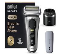 Braun Series 9 PRO +, Rasoio Elettrico Barba, Regolabarba Uomo, Rifinitore di precisione, con PowerCase, Lame Flessibili, SmartCare, Impermeabile, Batteria Litio Ion, Idea Regalo, 9577cc Argento