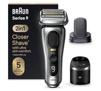 Braun Series 9 PRO +, Rasoio Elettrico Barba, Regolabarba Uomo, Rifinitore di precisione, Custodia Viaggio, Lame Flessibili, SmartCare, Impermeabile, Batteria Litio Ion, Idea Regalo, 9597cc Argento