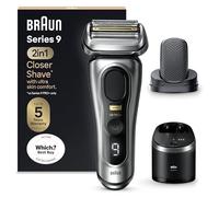 Braun Series 9 PRO +, Rasoio Elettrico Barba, Regolabarba Uomo, Rifinitore di precisione, Custodia Viaggio, Lame Flessibili, SmartCare, Impermeabile, Batteria Litio Ion, Idea Regalo, 9597cc Argento