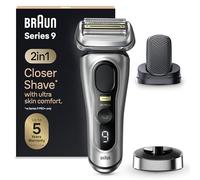 Braun Series 9 PRO +, Rasoio Elettrico Barba Rifinitore di precisione, Custodia da Viaggio in tessuto, Batteria Litio Ion, 100% Impermeabile Idea Regalo, 9557s Argento