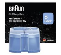 Braun ShaverCare 3In1 CCR6 Cartucce Di Ricarica ORIGINALI Per Stazione SmartCare, Pulisce Igienizzando Il Rasoio Elettrico Barba 10 Volte Meglio Dell'Acqua, Al Profumo Di Limone, Confezione Da 6