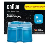Braun ShaverCare 3In1 Cartucce Di Ricarica ORIGINALI Per Stazione SmartCare, Pulisce Igienizzando Il Rasoio Elettrico Barba 10 Volte Meglio Dell'Acqua, Al Profumo Di Limone, Confezione Da 8