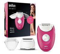 Braun Silk-épil 3 Depilatore Donna, Epilatore Elettrico Donna Donna con Luce SmartLight, Accessori Inclusi, Delicato ed Efficace, Set Per Prime Depilazioni, Idea Regalo, SE 3-410 Bianco e Fucsia