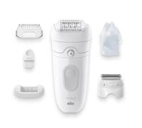 Braun Silk-épil 5 Epilatore Elettrico Donna Wet & Dry, Pelle Liscia a Lungo, Con Testina Per Rasoio Elettrico Donna e Cappuccio Rifinitore, Idea Regalo, 5-041, Bianco/Grigio