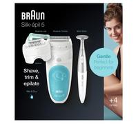 Braun Silk-épil 5 5-810, Epilatore Elettrico Donna Bianco/Turchese Per Un’Epilazione Delicata