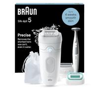 Braun Silk-épil 5 Depilatore Donna, Epilatore Elettrico Donna Per Una Epilazione Semplice, Wet & Dry, Pelle Liscia a Lungo, Con Testina Per Rasoio Donna, Cappuccio Rifinitore, Cappuccio Prime