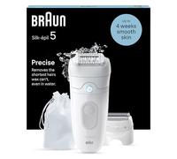 Braun Silk-épil 5 Epilatore Elettrico Donna Wet & Dry, Pelle Liscia a Lungo, Con Testina Per Rasoio Elettrico Donna e Cappuccio Rifinitore, Idea Regalo, 5-041, Bianco/Grigio