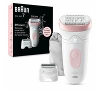 Braun Silk-épil 7 7-030, Epilatore Elettrico Donna Per Una Epilazione Semplice, Bianco/Rosa