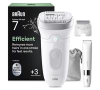 Braun Silk·épil 7 - Epilatore da donna, bianco/argento, modello SE7-441 | Testa larga per una facile rimozione dei peli, uso bagnato e asciutto, testina per rasoio da donna, pettine per regolabarla