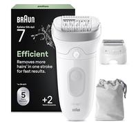 Braun Silk Epil 7 Epilatore Elettrico Donna Con Testina Ampia Per Facile Rimozione Peli, Rasoio Elettrico Donna, Wet&Dry, Pelle Liscia A Lungo, Con Testina Radente, Cappuccio Regolatore,7-030,Argento