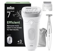 Braun Silk Epil 7 Epilatore Elettrico Donna Con Testina Ampia Per Una Facile Rimozione Dei Peli, Wet&Dry, Pelle Liscia, Include Testina Radente, Cappuccio Regolatore E Rifinitore Bikini, 7-241,Argento