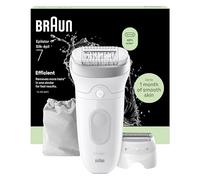 Braun Silk Epil 7 Epilatore Elettrico Donna Con Testina Ampia Per Facile Rimozione Peli, Rasoio Elettrico Donna, Wet&Dry, Pelle Liscia A Lungo, Con Testina Radente, Cappuccio Regolatore,7-030,Argento