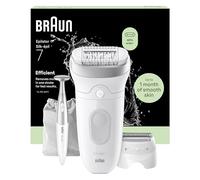 Braun Silk Epil 7 Epilatore Elettrico Donna Con Testina Ampia Per Una Facile Rimozione Dei Peli, Wet&Dry, Pelle Liscia, Include Testina Radente, Cappuccio Regolatore E Rifinitore Bikini, 7-241,Argento