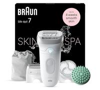 Braun Silk-épil 7 SkinSpa Depilatore Donna, Epilatore Elettrico Donna Con Testina Ampia Per Una Epilazione Facile, Wet & Dry, Pelle Liscia a Lungo, Kit Tutto-In-Uno, 7-081, Bianco/Argento