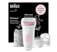 Braun Silk·épil 7 Wet & Dry Epilatore SE7-060 - 40 pinzette, SmartLight, ricaricabili, per pelli sensibili, con testina per rasoio, cappuccio e spazzola per la pulizia - Depilazione per gambe, braccia