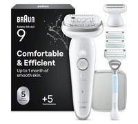 Braun Silk-épil 9 9-141 - Kit epilatore con testa girevole per depilazione semplice, impermeabile, pelle morbida a lunga durata, con testa di rasoio e zoccolo + rasoio Gillette Venus maglia e 2