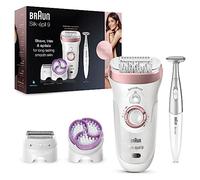 Braun Silk-épil 9 Depilatore Donna Epilatore con Testina Radente e Rifinitore, Cappuccio Massaggiante, Idea Regalo, 9-980 Bianco e Rosa
