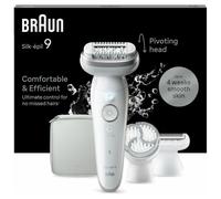 Braun Silk-épil 9 9-061, Epilatore Elettrico Donna Per Una Epilazione Facile, Pelle Liscia a Lungo, Bianco/Argento