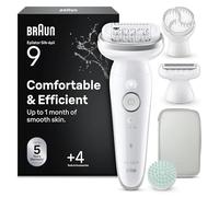 Braun Silk Epil 9 SkinSpa, Epilatore Con Testina Flessibile, Rasoio Elettrico Donna, Wet&Dry, Pelle Liscia A Lungo, Spazzola Esfoliante, Accessorio Massaggiante, Testina Radente, Cappuccio Regolatore