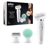 Braun Silk-épil 9 Flex Depilatore Donna, Epilatore Elettrico Donna con Accessorio Massaggiante, Custodia da Viaggio, Idea Regalo, 9020 Bianco e Oro