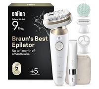 Braun Silk Epil 9 Flex SkinSpa Epilatore Elettrico Donna Testina Flessibile 360° Per Epilazione Semplice, Rasoio Elettrico Donna, Pelle Liscia A Lungo, Wet&Dry, Con Mini Rifinitore Corpo,9-481 3D,Oro
