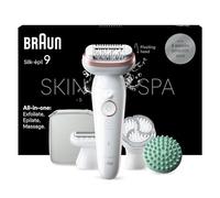 Braun Silk-épil 9 SkinSpa Epilatore Elettrico Donna Con Testina Flessibile Per Una Epilazione Semplice, Wet & Dry, Pelle Liscia a Lungo, Idea Regalo, 9-080, Bianco/Rosa