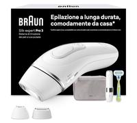 Braun Silk·expert Pro 3 Epilatore Luce Pulsata, PL3136 Argento | Depilatore Corpo Donna con Custodia, Rasoio Venus, 2 Testine, Alternativa all’Epilazione Laser Peli Donna, Epilazione a Casa
