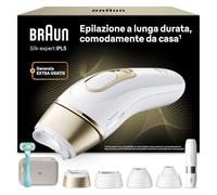 Braun Silk·Expert pro 5 Epilatore Luce Pulsata, 4 Testine, PL5412 Oro | Epilazione Laser Peli Donna a Casa, Riduzione Permanente dei Peli, Custodia, Mini Depilatore Viso, Rasoio Gillette Venus