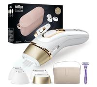 Braun Silk-expert Pro 5 Epilatore LUCE PULSATA, Alternativa al laser, Ideale per Zone Sensibili, Viso, Bikini e Ascelle, Rasoio e Custodia da Viaggio inclusi, Idea Regalo, PL5347 Bianco e Oro