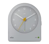 Braun Sveglia analogica Classic con snooze e retroilluminazione continua, movimento al quarzo silenzioso, allarme sonoro in crescendo, grigio, modello BC22G.