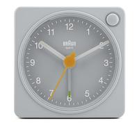 Braun Sveglia analogica Classic da viaggio con snooze e luce, dimensioni compatte, movimento al quarzo silenzioso, allarme sonoro in crescendo, grigio, modello BC02XG.