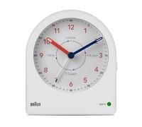 Braun Sveglia didatticoda analogica funzione snooze e retroilluminazione continua, movimento silenzioso al quarzo, quadrante facile da leggere, suoneria incrementale, bianca, modello BC22TW.