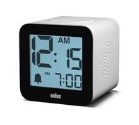 Braun Sveglia digitale allarme vocale, funzione snooze, display LCD positivo, opzioni di impostazione vocale, suoneria incrementale, bianca, modello BC25WP