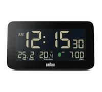Braun Sveglia Digitale con Visualizzazione di Data, Mese e Temperatura, Display LCD Negativo, Impostazione Rapida, Sveglia Bip Crescendo in Nero, Modello BC10B (1 Confezione)