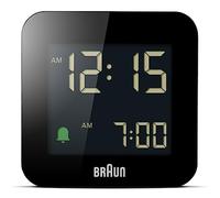 Braun Sveglia Digitale da Viaggio con Snooze, Dimensioni Compatte, Display LCD Negativo, Impostazione Rapida, Sveglia Bip Crescendo in Nero, Modello BC08B.