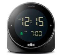 Braun Sveglia digitale funzione snooze, display LCD negativo, ghiera girevole per l'impostazione rapida dell'ora, sveglia sonora Crescendo in bianco, modello BC24B.