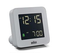 Braun Sveglia digitale snooze, display LCD in negativo, impostazione veloce, allarme sonoro in crescendo, grigio, modello BC09G.