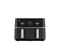 Braun TwinCook 5 - Friggitrice ad Aria Doppio Cestello da 10L (5L + 5L), Tecnologia RealAir, Rivestimento Ceramico PFAS-Free, 8 Programmi, Cottura Abbinata, Touch Control, 2400W, Nera(TD5030IBK)