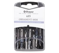 Brause 152040B - Pennini Lettering per cannula portapennino - Scatola da 15 pennini Ornament 4mm - Produzione Tedesca