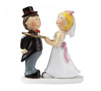 Brautpaar: Hochzeitspaar mit Trauring, 5 cm, Polyresin