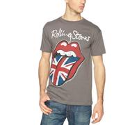 Bravado - Rolling Stones Union Jack Tongue, T-shirt da uomo, manica corta, collo rotondo, grigio (Grey (Charcoal)), Large