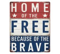 Brave Heart Patriotic Tin Sign 4th July Gift Wall Decor 12x8 Inch