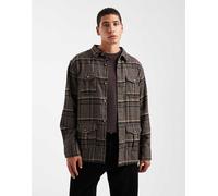 Brave Soul - Camicia giacca a maniche lunghe a quadri color nero e cuoio con tasca XXL