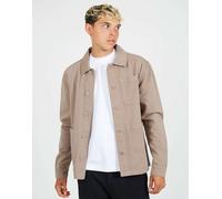 Brave Soul - Camicia giacca in cotone color tortora con bottoni-Neutro XL
