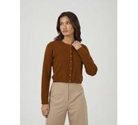 Brave Soul - Cardigan girocollo color cuoio con bottoni dorati-Marrone 40