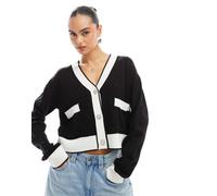 Brave Soul - Cardigan nero con bordi a contrasto e bottoni con strass 46